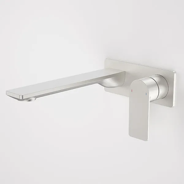 Caroma Urbane II 220mm Lead Free Wall Basin/Bath Mixer Rectangle Brushed Nickel