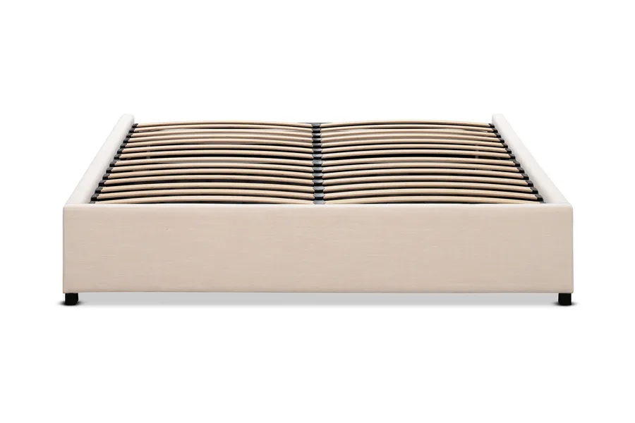 Serenity King Bed Frame, Gaslift Storage, Ivory, by Lounge Lovers