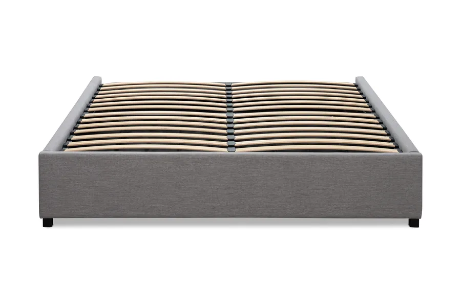 Serenity Queen Bed Frame, Gaslift Storage, Grey, by Lounge Lovers