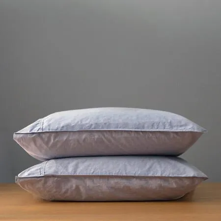 Vintage Pillowcase Pair - Softwash Cotton, Smokey Grey Melange - Canningvale