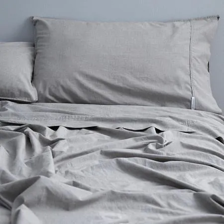 Vintage Deep Sheet Set - Softwash Cotton, Deep King, Forest Green Melange - Canningvale