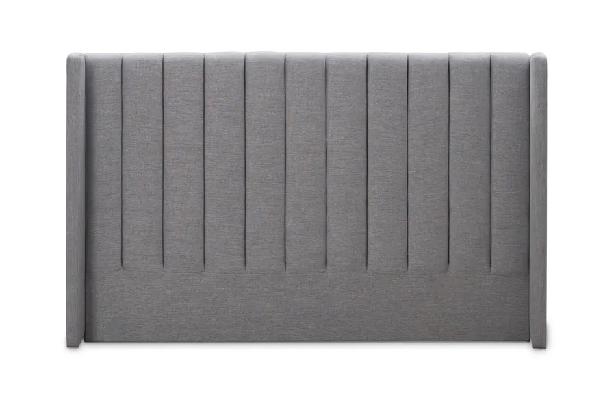 Serenity Ribbed Wing King Bed Head, Grey, by Lounge Lovers