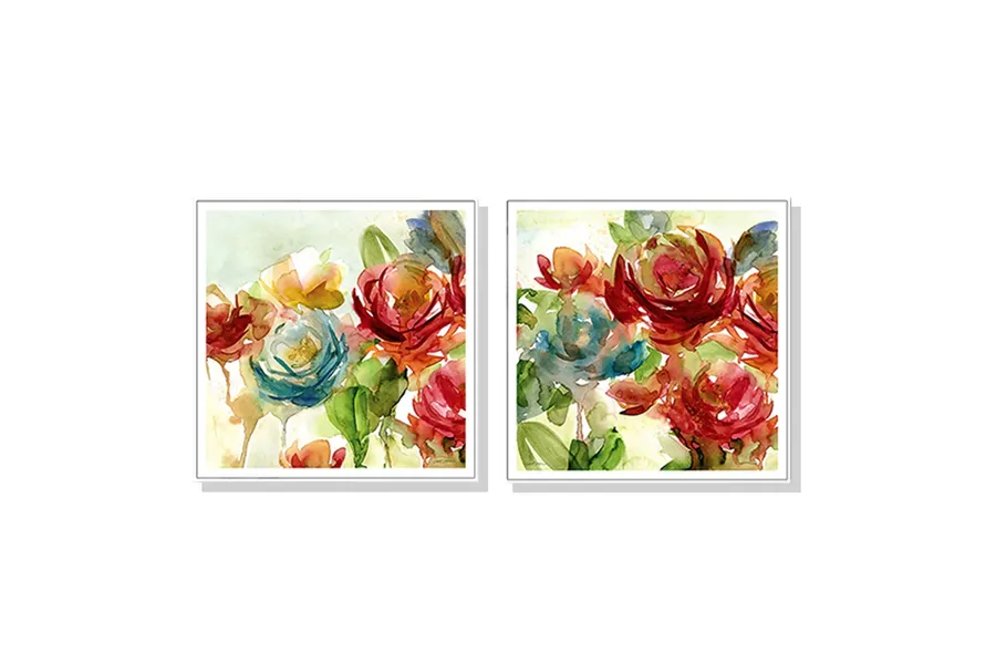 Set of 2 Rosewater Garden By Carol Robinson Wall Art Canvas 3 sizes available 50cm x 50cm