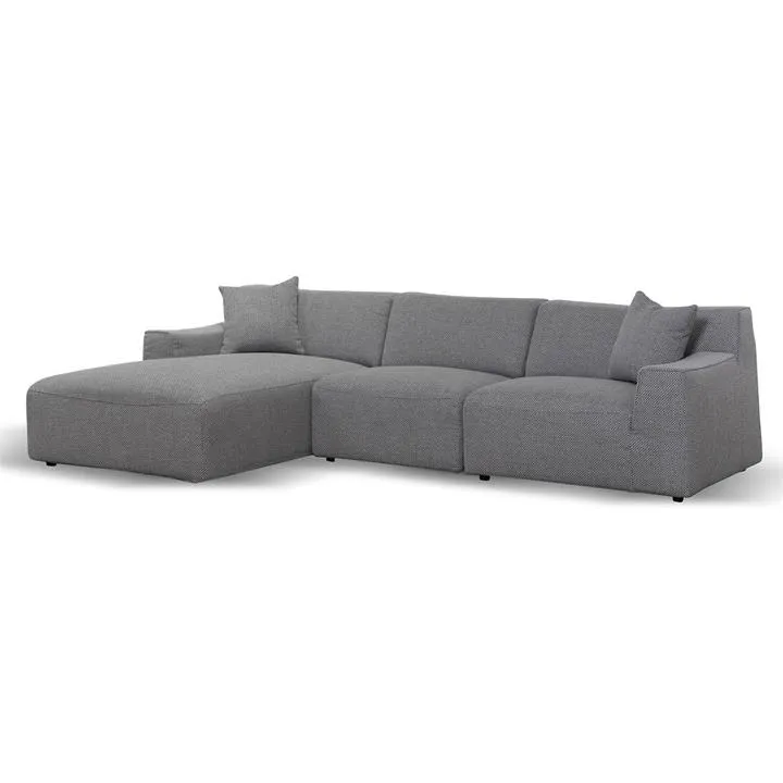 Marlin 3 Seater Left Chaise Fabric Sofa - Noble Grey by Interior Secrets - AfterPay Available