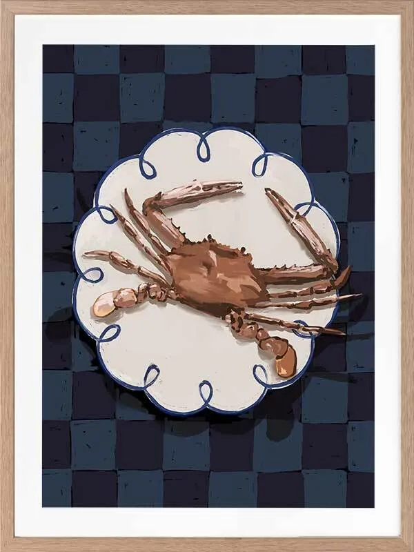 Crustacean Deep Blue Framed Art Print