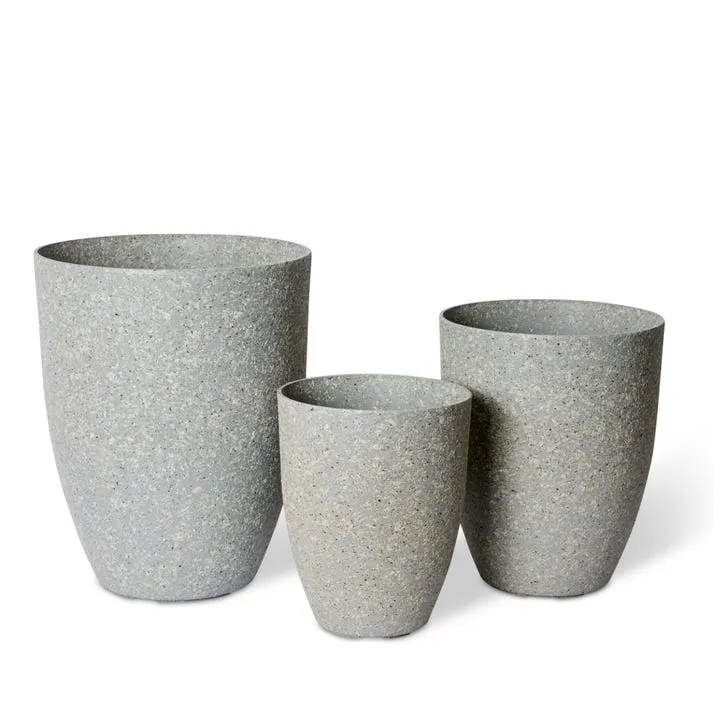 Harlow Stonelite Planter Set 3 (Outdoor) 28 x 28 x 35cm / 35 x 35 x 43cm / 43 x 43 x 53cm