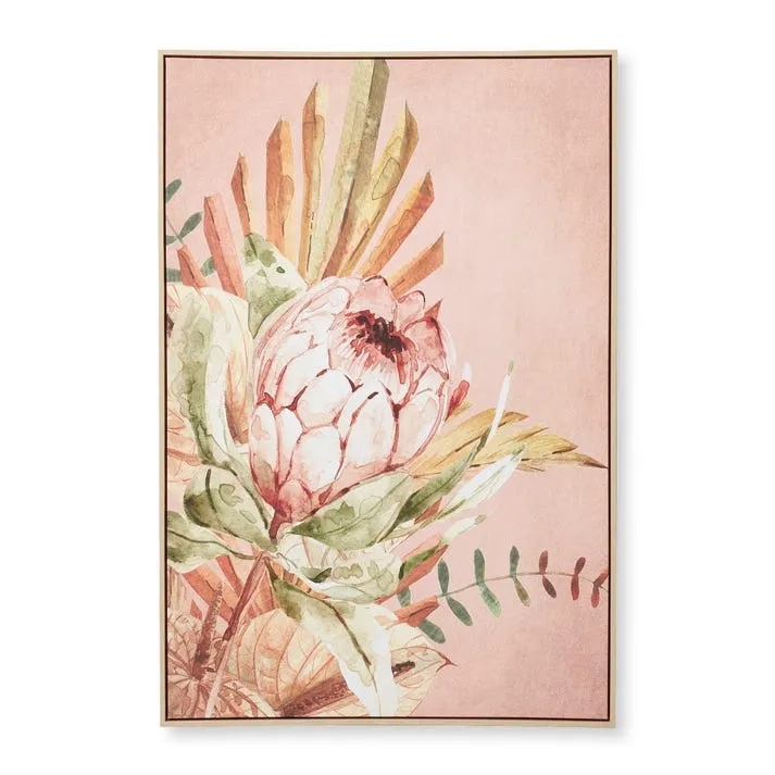 Pink Protea Canvas Wall Art - 80 x 4 x 120cm