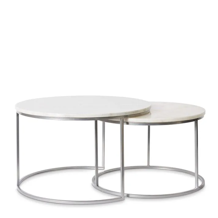 Zander Marble Coffee Table Set 2 - 60 x 60 x 38cm / 70 x 70 x 42cm