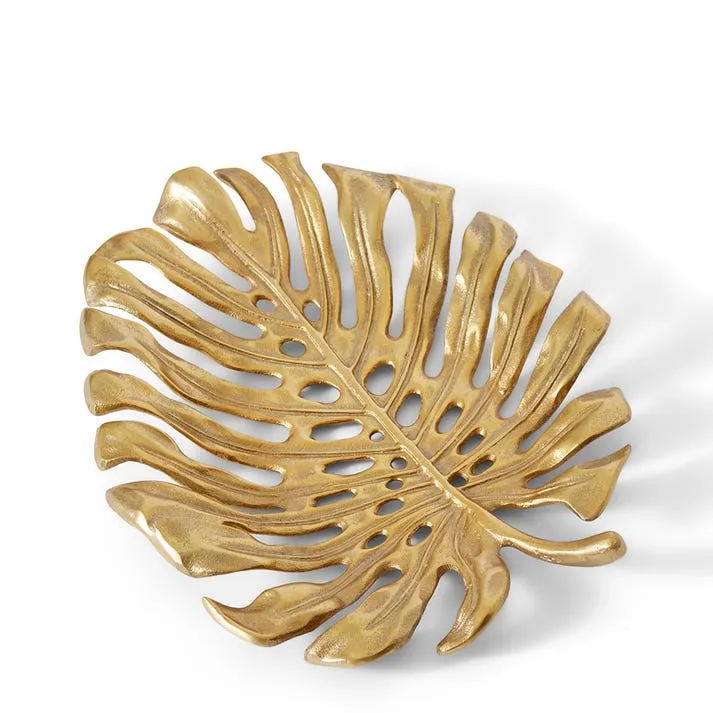 Monstera Leaf Tray Gold - 36cm x 28cm