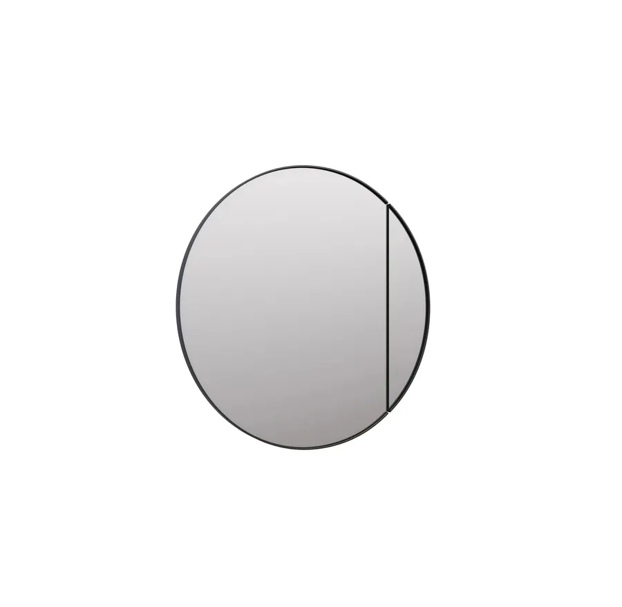 Round Bathroom Cabinet Mirror Black 80cm