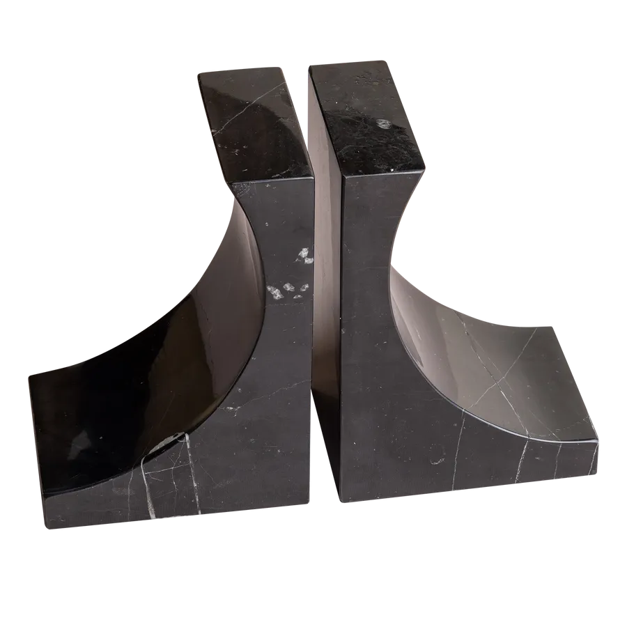 Violino Bookends in Marble - Black