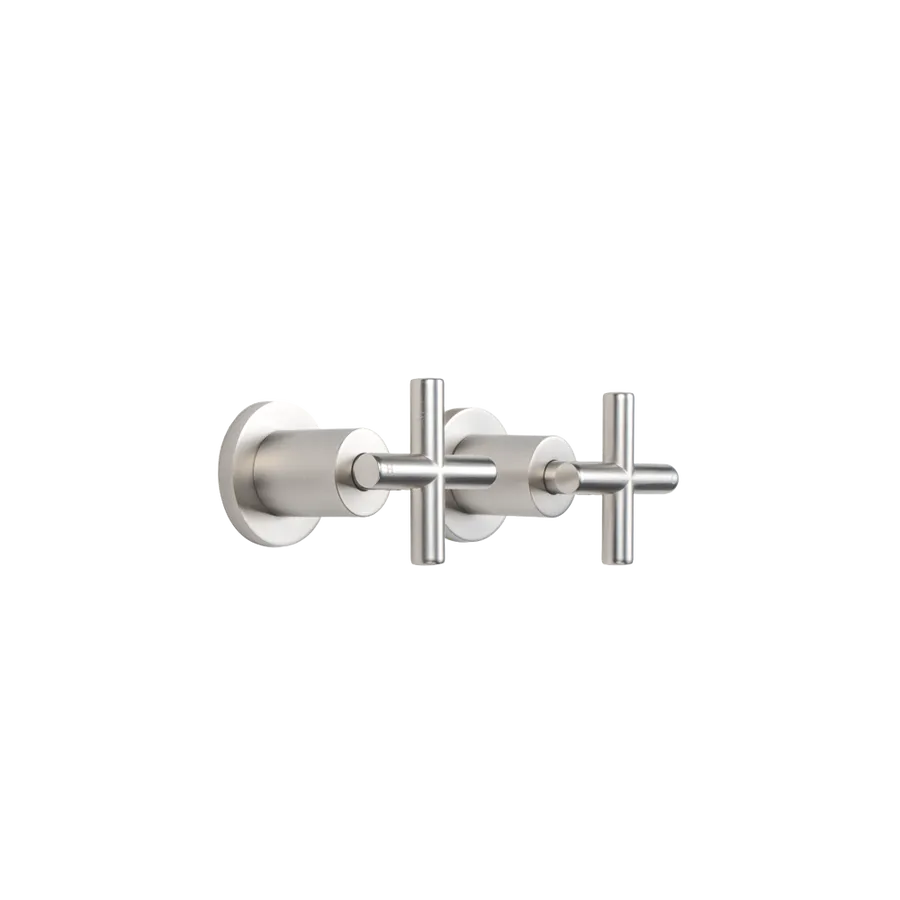 Buildmat Cora Brushed Nickel Cross Tap Handles