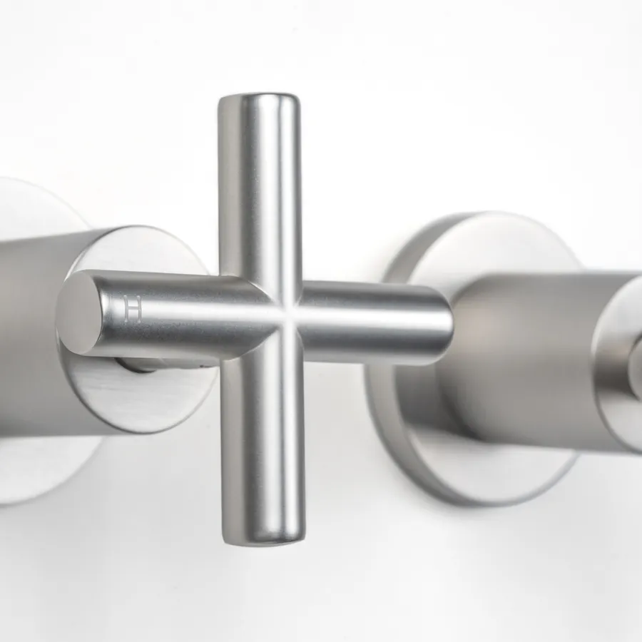 Buildmat Cora Brushed Nickel Cross Tap Handles