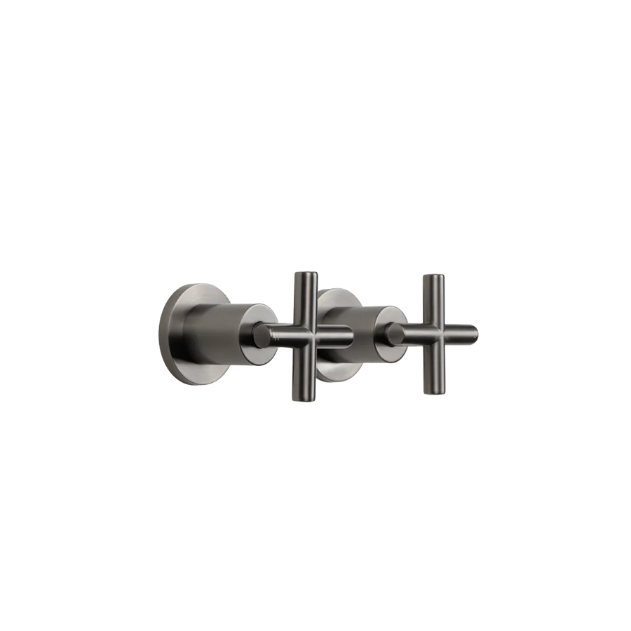 Buildmat Cora Brushed Gunmetal Cross Tap Handles