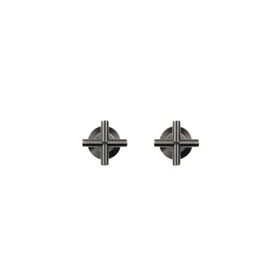 Buildmat Cora Brushed Gunmetal Cross Tap Handles