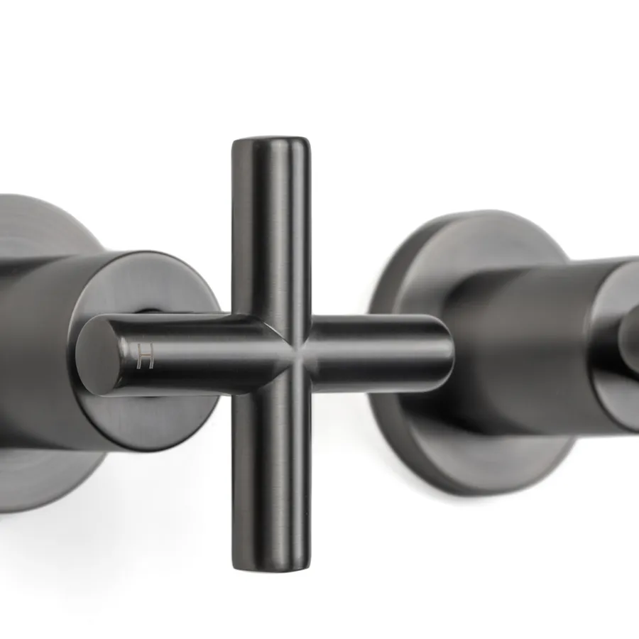 Buildmat Cora Brushed Gunmetal Cross Tap Handles