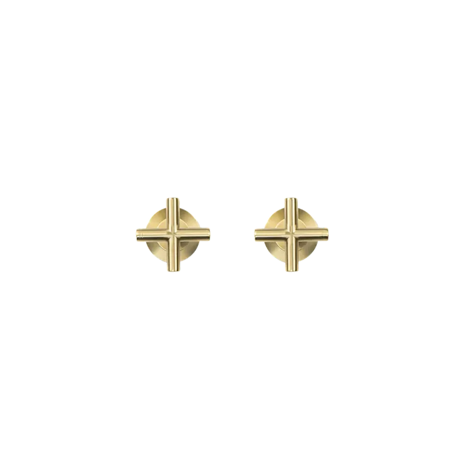 Buildmat Cora Brushed Brass Gold Cross Tap Handles
