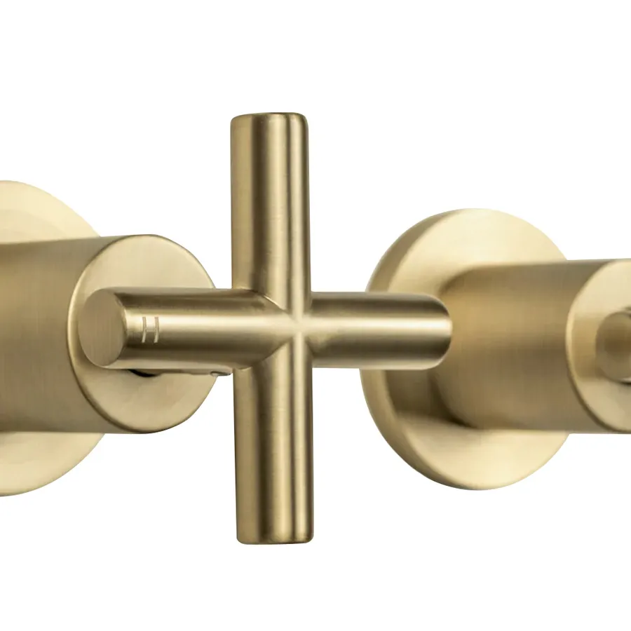 Buildmat Cora Brushed Brass Gold Cross Tap Handles