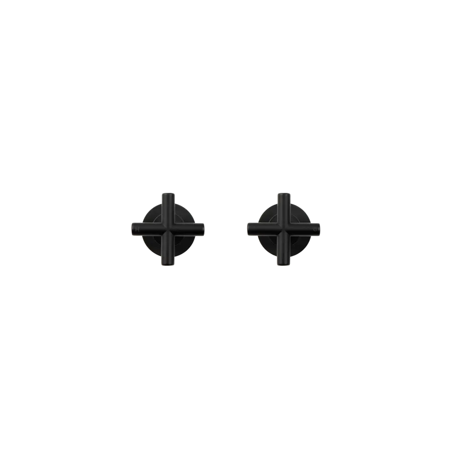 Buildmat Cora Matte Black Cross Tap Handles