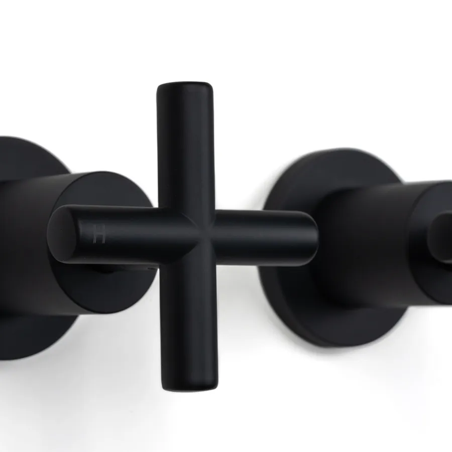 Buildmat Cora Matte Black Cross Tap Handles