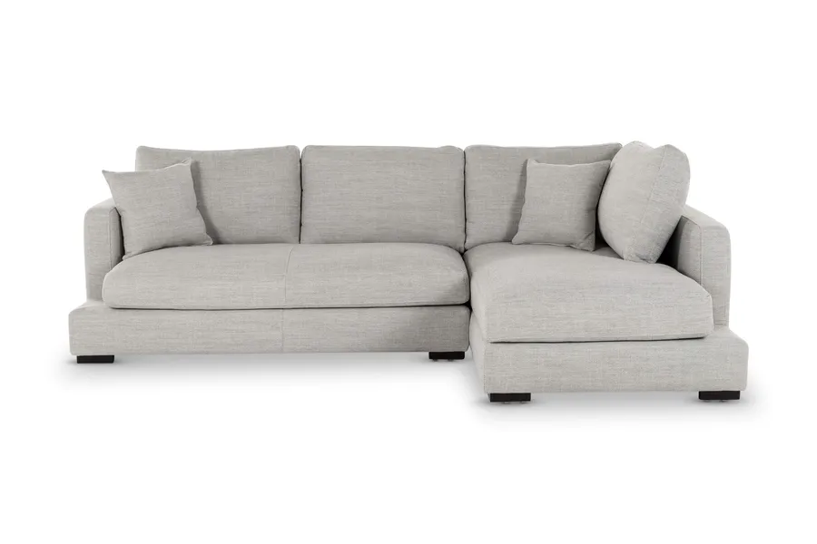 Long Beach Mini Modern Right-Hand Corner Sofa, Light Grey, by Lounge Lovers