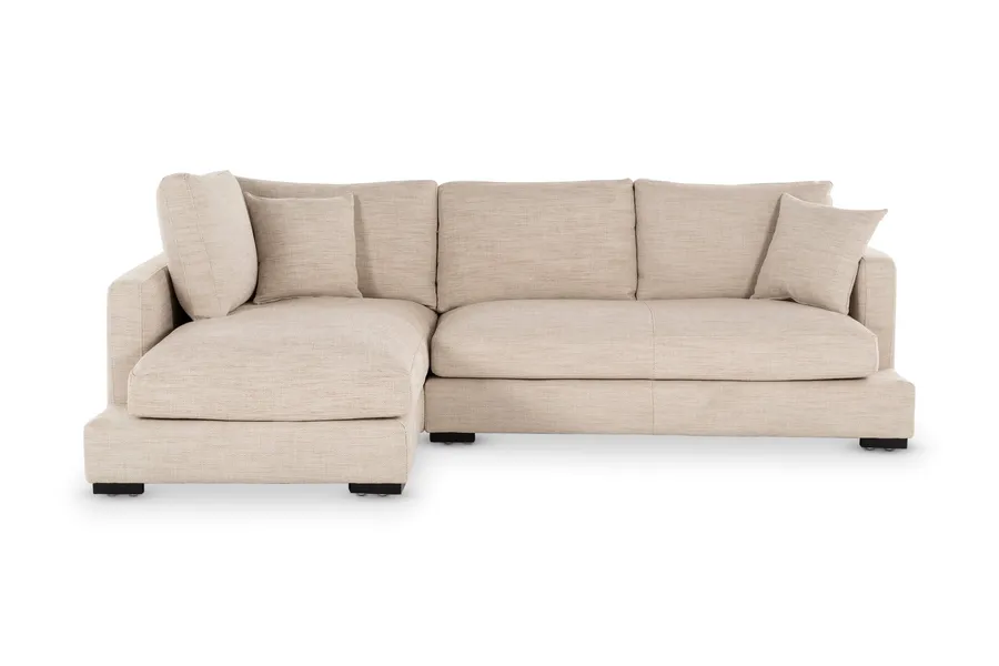 Long Beach Mini Modern Left-Hand Corner Sofa, Beige, by Lounge Lovers