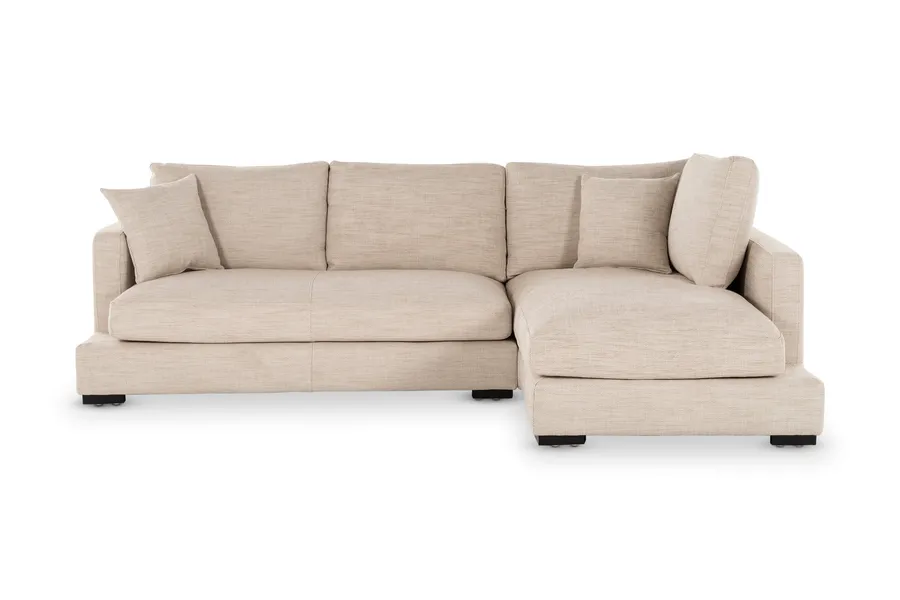 Long Beach Mini Modern Right-Hand Corner Sofa, Beige, by Lounge Lovers