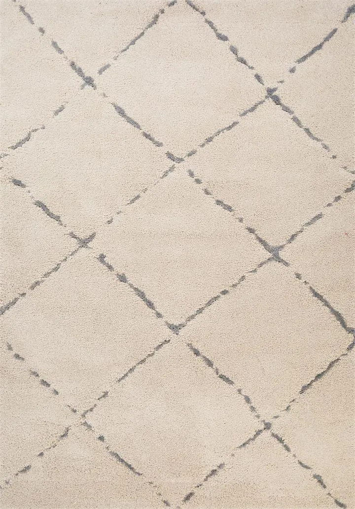 Hiero Diamond Patterned Rug - Ivory and Grey 200 cm x 290 cm by Interior Secrets - AfterPay Available