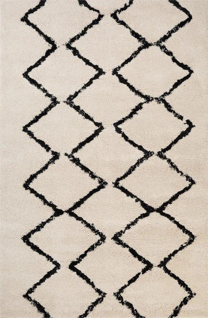 Hiero Moroccan Patterned Rug - Ivory and Charcoal 200 cm x 290 cm by Interior Secrets - AfterPay Available
