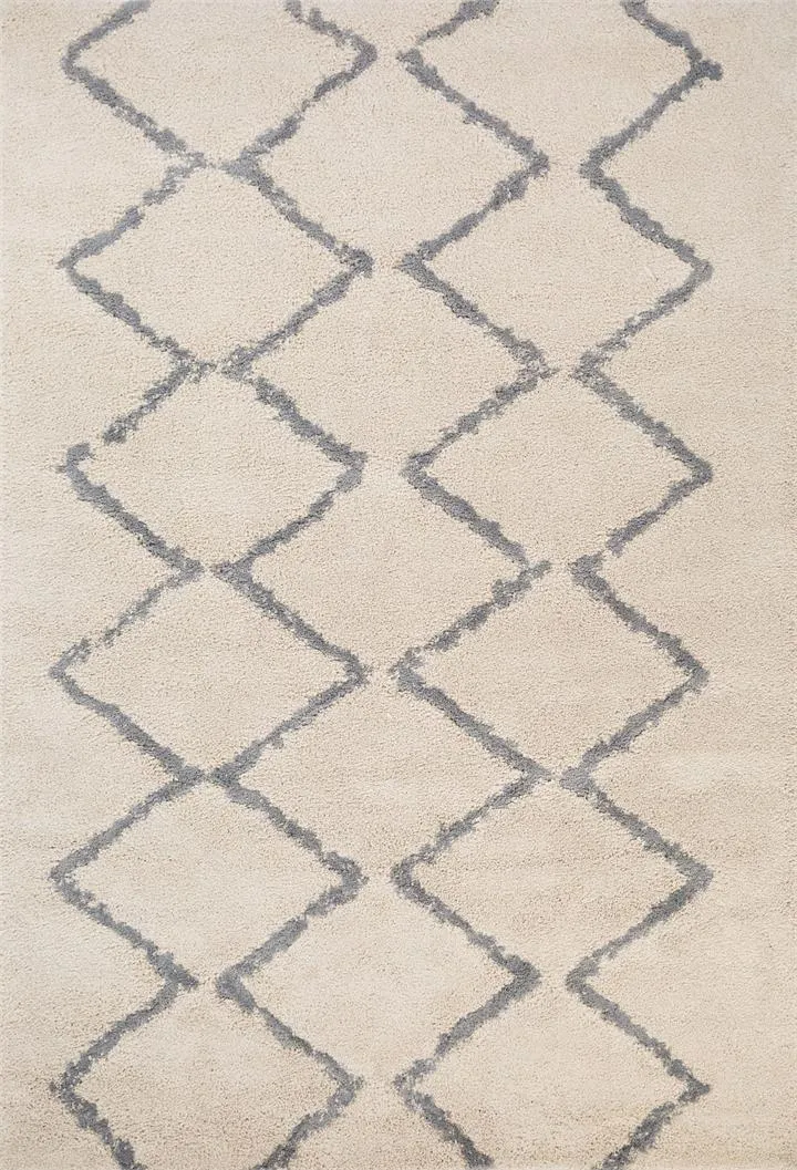 Hiero Moroccan Patterned Rug - Ivory and Grey 200 cm x 290 cm by Interior Secrets - AfterPay Available