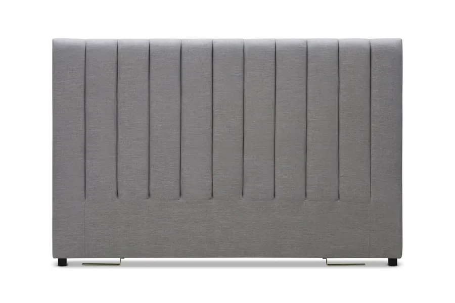 Serenity Ribbed Queen Headboard Bed Head, Grey, by Lounge Lovers