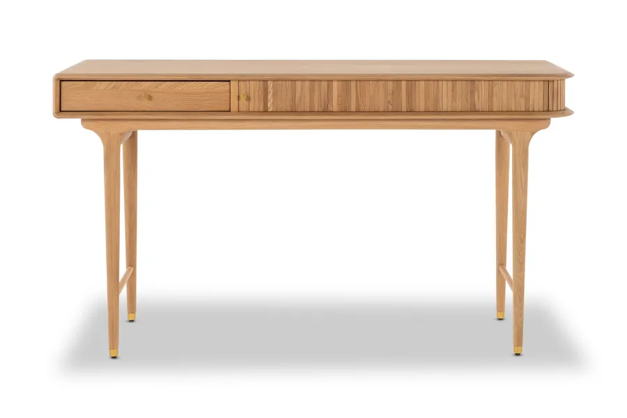 Manhattan Mid Century Desk, American White Oak And Veneer, by Lounge Lovers