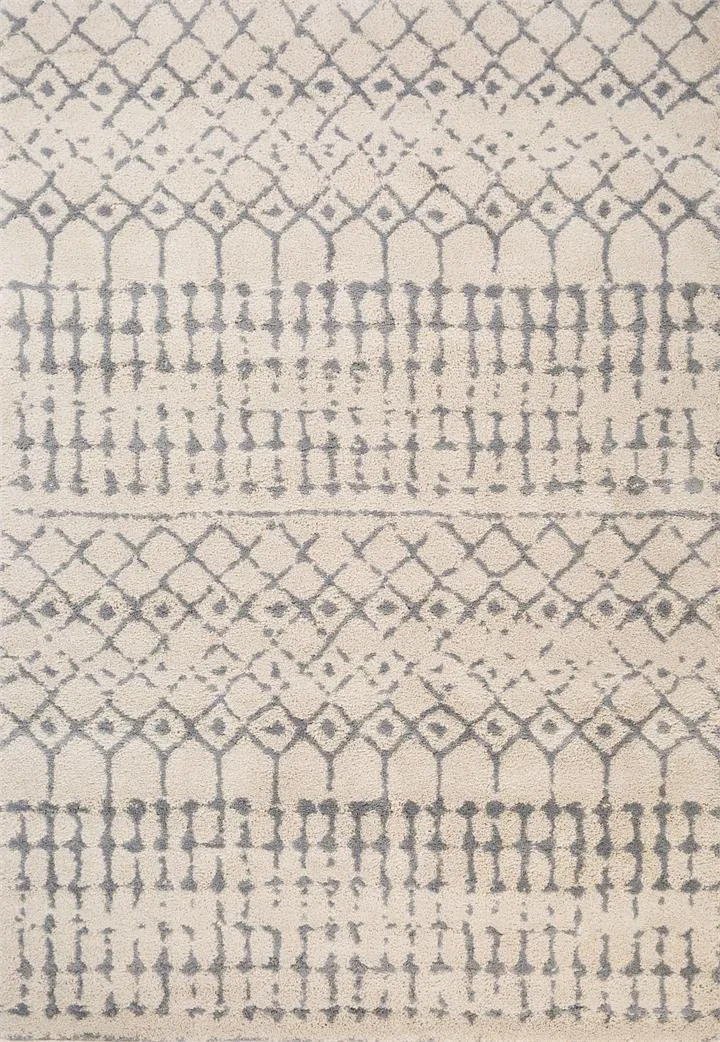 Hiero Geometric Tribal Patterned Rug - Ivory and Grey 240 cm x 320 cm by Interior Secrets - AfterPay Available