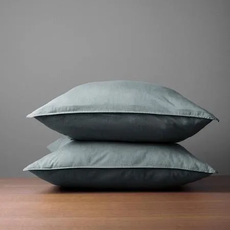 Canningvale Vintage Pillowcase Pair - Smokey Grey Melange, European, Softwash Cotton