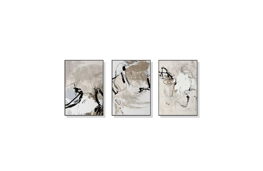 Set of 3 Abstract Beige Wall Art Canvas 3 sizes available 60cm x 40cm