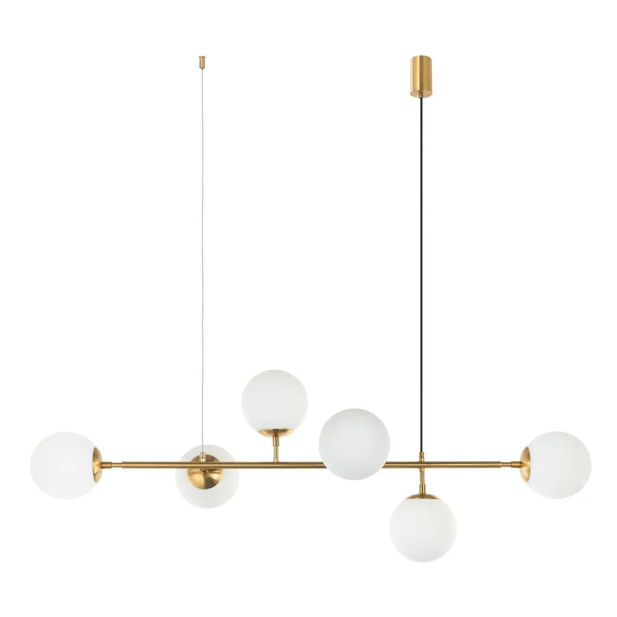 Nora Living Tondo Brass Linear Pendant 6 Light Opal