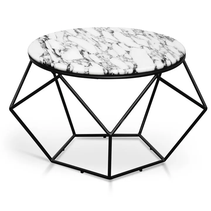 Rosa Marble & Steel Round Coffee Table, 72cm