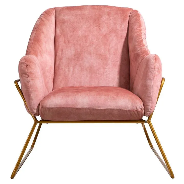 Mezzi Velvet Fabric Lounge Armchair, Pink