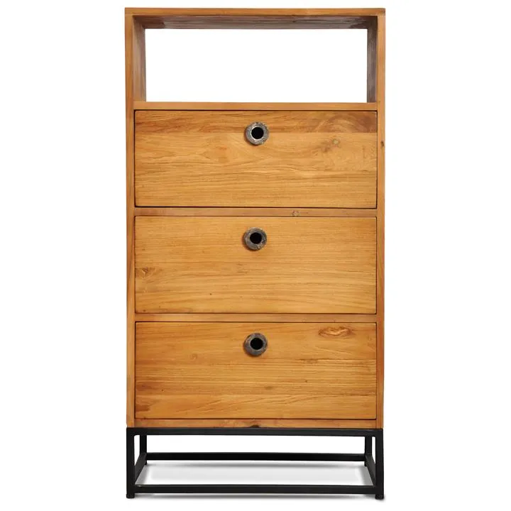 Tempo Recycled Teak Timber 3 Drawer High Dresser