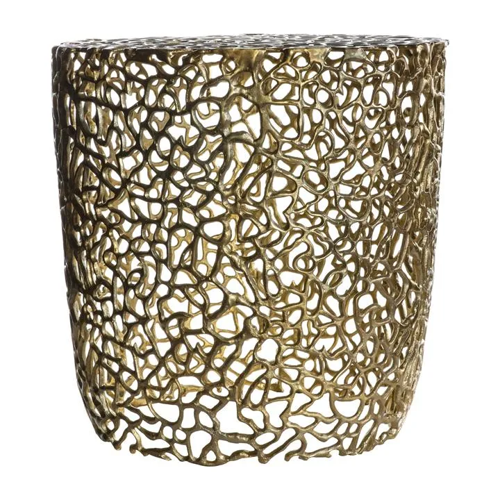 Villanova Metal Round Side Table, Gold