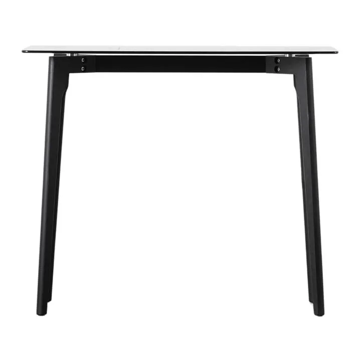 Afon Glass & Oak Timber Console Table, 90cm, Black