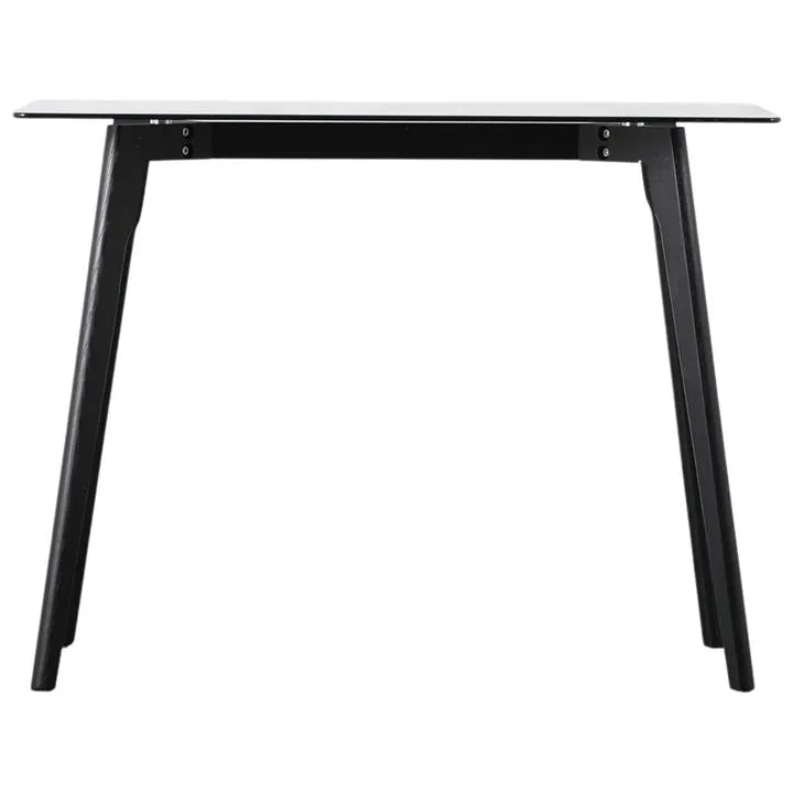 Afon Glass & Oak Timber Desk, 100cm, Black