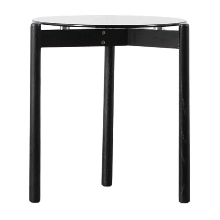 Trefin Glass & Oak Timber Round Side Table, Black