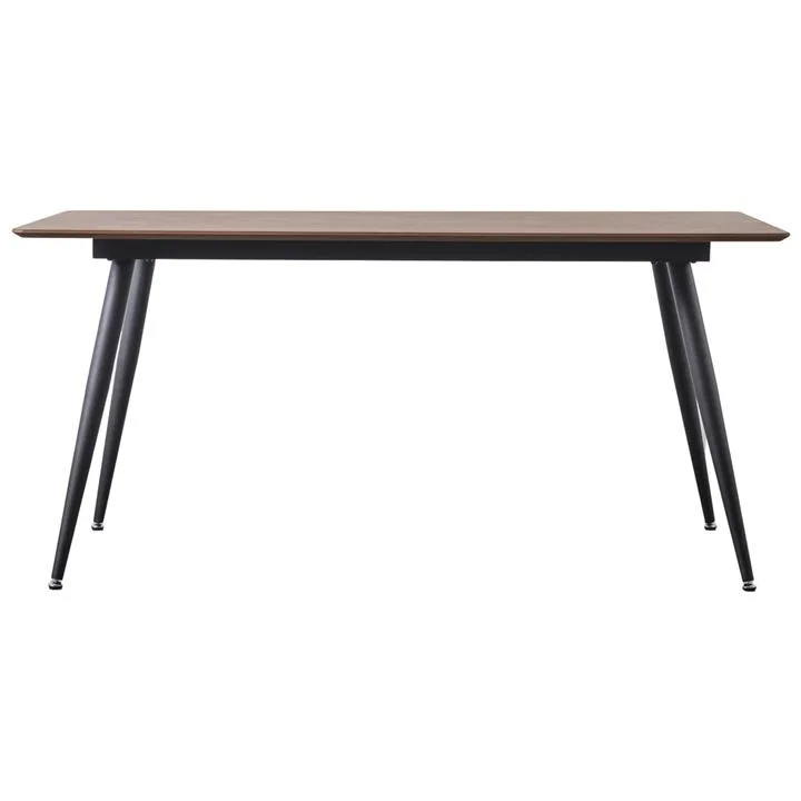 Murton Wood & Iron Dining Table, 160cm, Walnut / Black