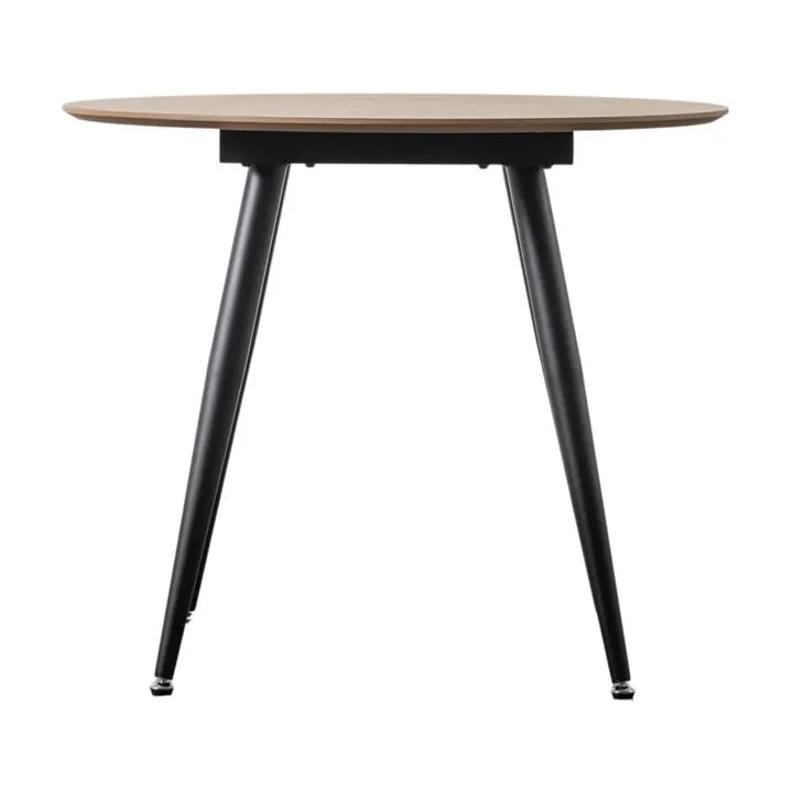 Murton Wood & Iron Round Dining Table, 90cm, Oak / Black