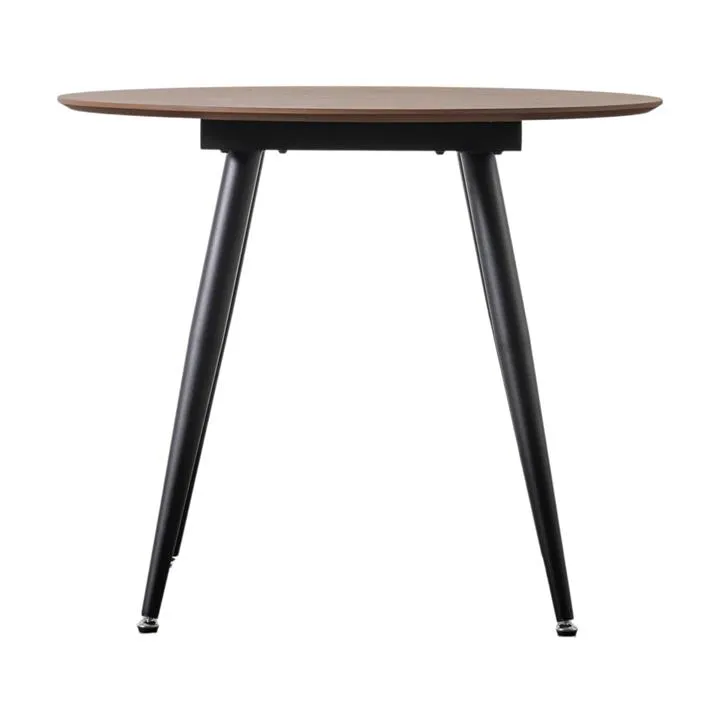 Murton Wood & Iron Round Dining Table, 90cm, Walnut / Black