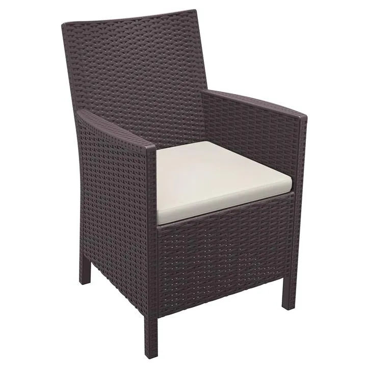Siesta California Commercial Grade Indoor / Outdoor Tub Chair with Cushion, Chocolate