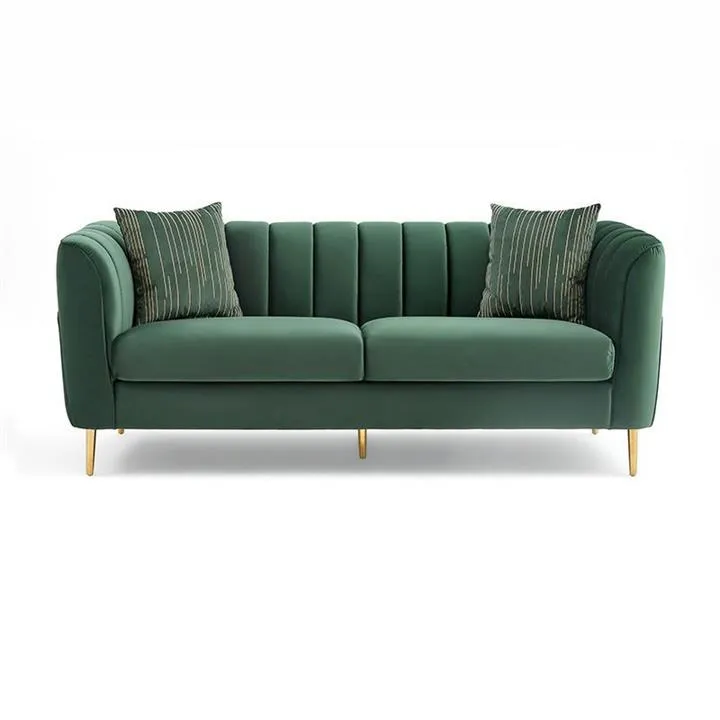 Alexia Velvet Fabric Sofa, 2.5 Seater, Green
