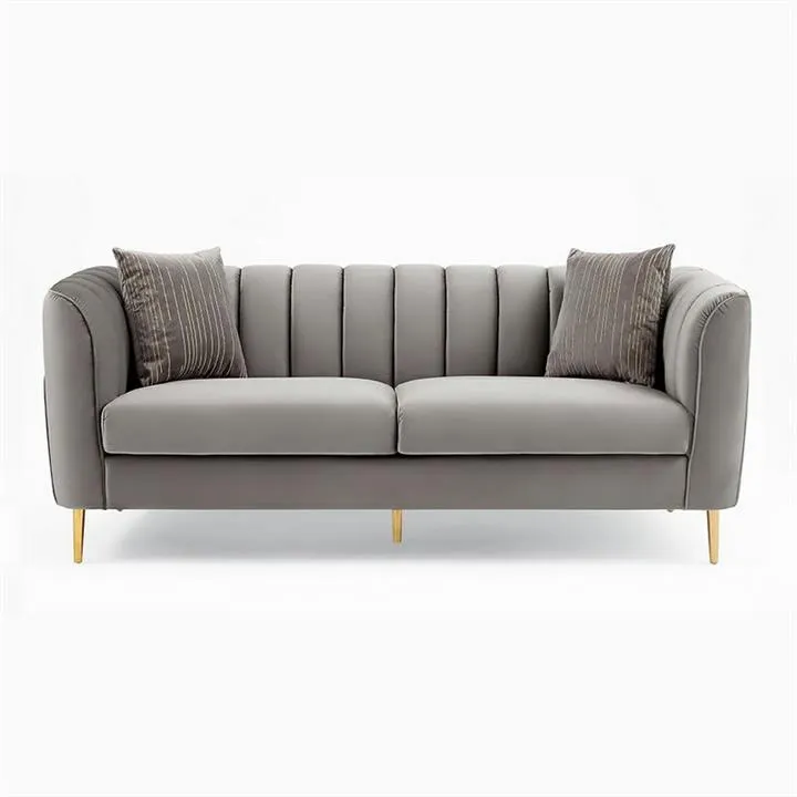 Alexia Velvet Fabric Sofa, 2.5 Seater, Grey