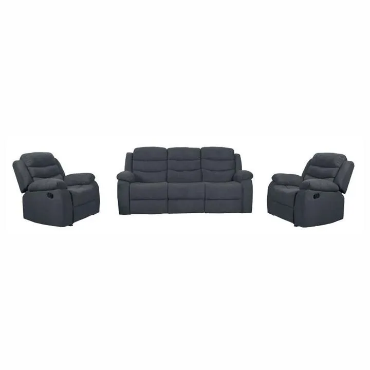 Cambridge 3 Piece Fabric Recliner Sofa Suite, 3+1+1 Seater, Grey
